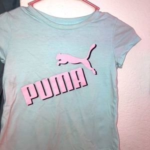 Puma kids T shirt size 7. Turquoise. Good condition.